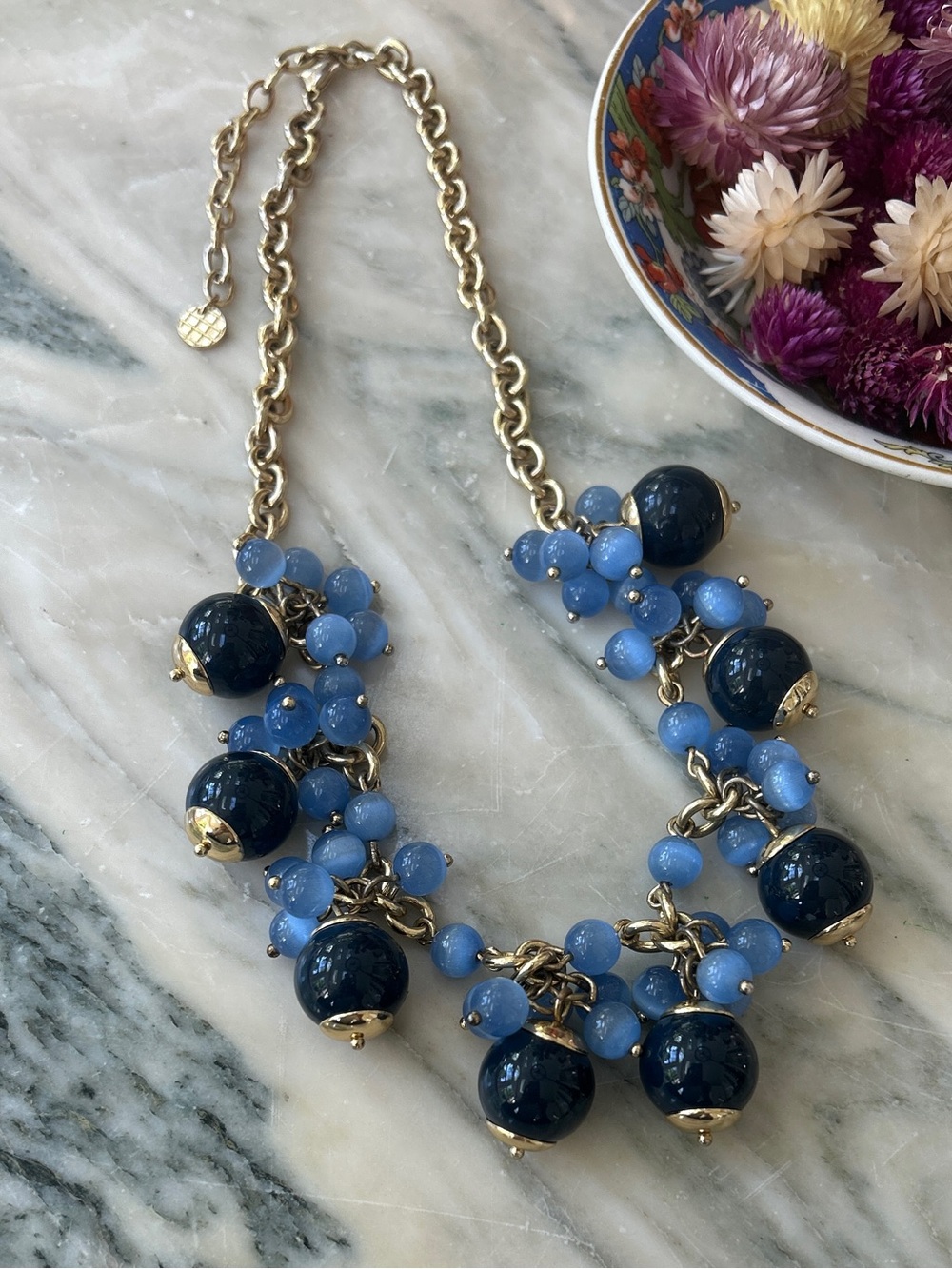 Talbots Blue Bauble and Bead Necklace